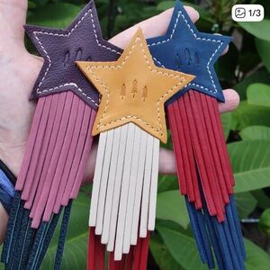 Star Fringe Leather Tassel Keychains - Multicolor